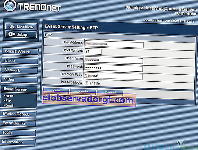 Speichern von Videos von der IP-Kamera auf dem FTP-Server